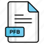 pfb, file, format, page, document, sheet, paper 