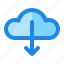 arrow, cloud, download, network 