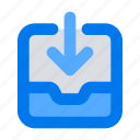 inbox, archive, down, arrow, message