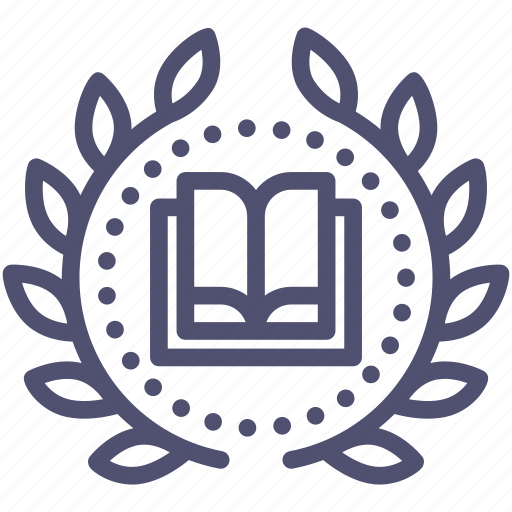 Achievement Award Badge Book Education Knowledge Wreath Icon