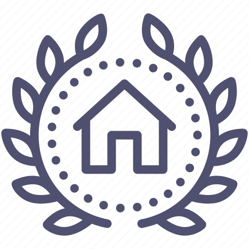Achievement, award, badge, building, home, house, wreath icon - Download on Iconfinder