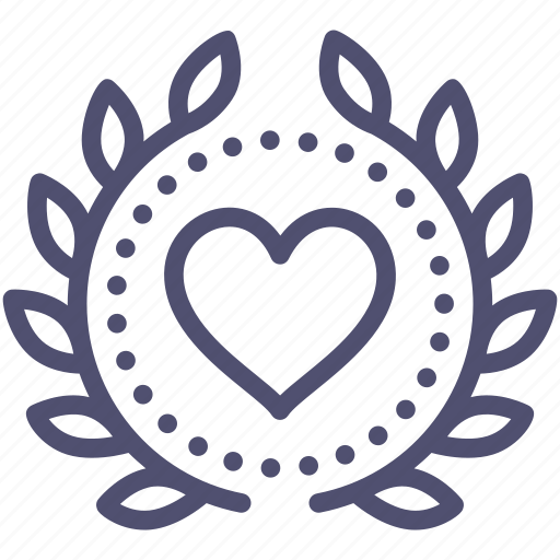 Achievement, award, badge, heart, love, valentine, wreath icon - Download on Iconfinder