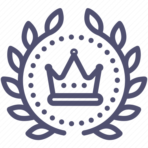 Achievement, award, badge, crown, king, royal, wreath icon - Download on Iconfinder