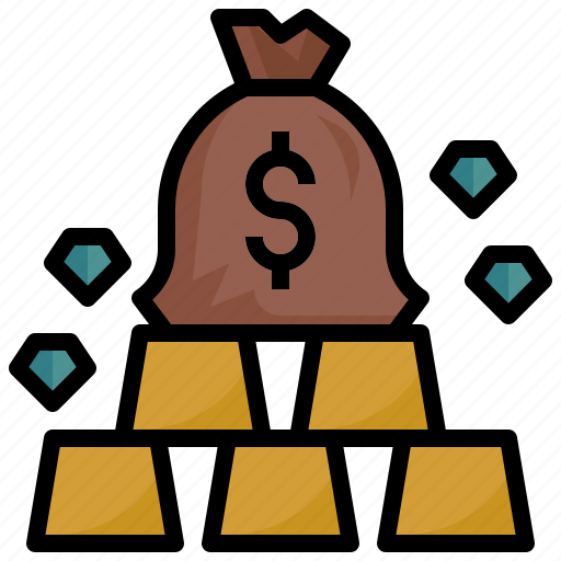Rich, money, gold, dimond, bag icon - Download on Iconfinder