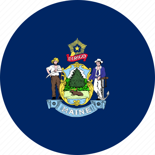 Maine, flag, united states, round icon - Download on Iconfinder