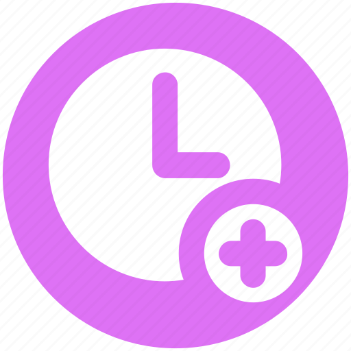 Add, alarm, circle, clock, hours, plus icon - Download on Iconfinder