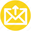 arrow, email, envelope, letter, mail, message, up 