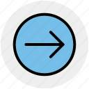 arrow, circle, forward, material, right