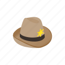 american, cowboy, hat, isometric, sheriff, west, western