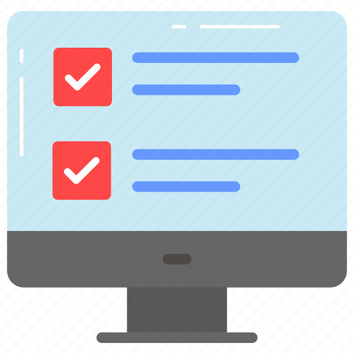 Online, survey, monitor, display, questionnaire feedback, checklist, ticks icon - Download on Iconfinder