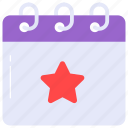 calendar, planner, event, star, schedule, reminder, databook