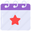 calendar, planner, event, star, schedule, reminder, databook 