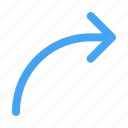 curved, arrow, arrows, turn, right, user, interface, navigate, direction