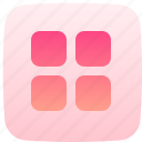 apps, button, grid, shape, main menu
