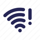 wifi, wireless, attention, warning, no connection, no internet, error
