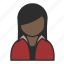 casual, jacket, red, user, avatar, profile, woman 