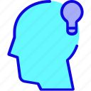 head, idea, lamp, light, mind, thinking, user