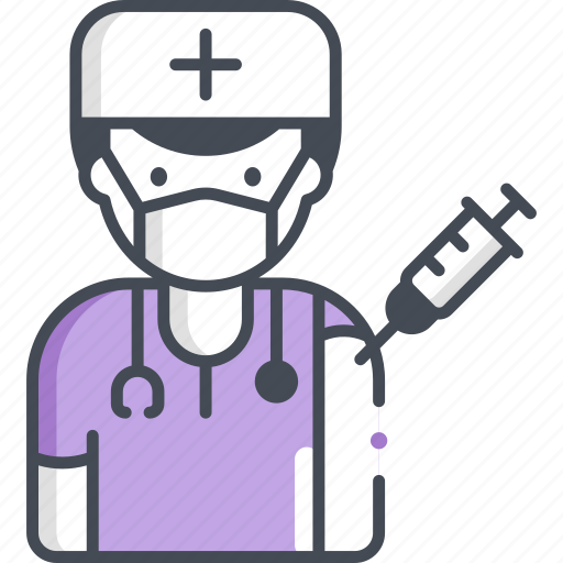 Nurse, male, vaccination, vaccine, injection, coronavirus, avatar icon - Download on Iconfinder