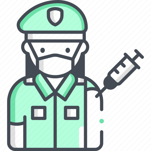 Soldier, female, vaccination, vaccine, injection, coronavirus, avatar icon - Download on Iconfinder