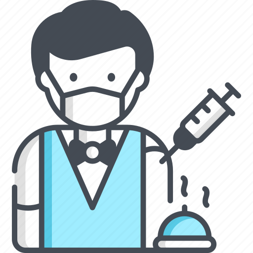 Waiter, male, vaccination, vaccine, injection, coronavirus, avatar icon - Download on Iconfinder