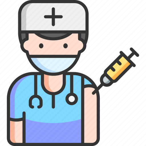 Nurse, male, vaccine, vaccination, injection icon - Download on Iconfinder