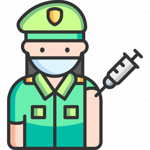 Soldier, female, vaccine, vaccination, injection icon - Download on Iconfinder