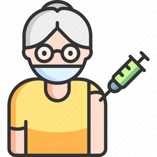Old, woman, vaccine, vaccination, injection icon - Download on Iconfinder