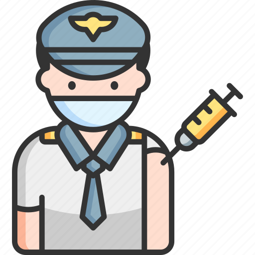 Pilot, male, man, vaccine, vaccination, injection icon - Download on Iconfinder