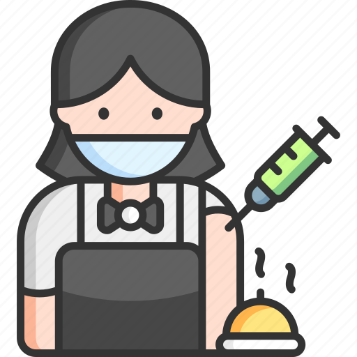 Waiter, female, vaccine, vaccination, injection icon - Download on Iconfinder