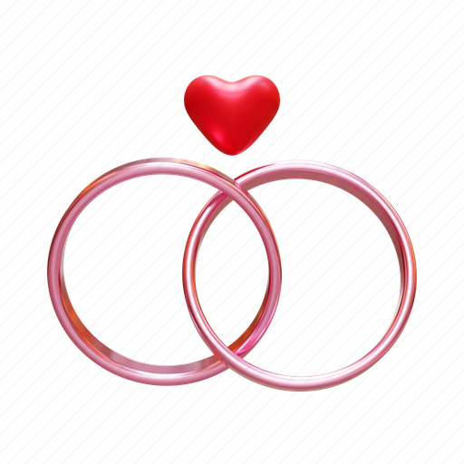 Pair, ring, jewelry, jewel, wedding, marriage, heart 3D illustration - Download on Iconfinder