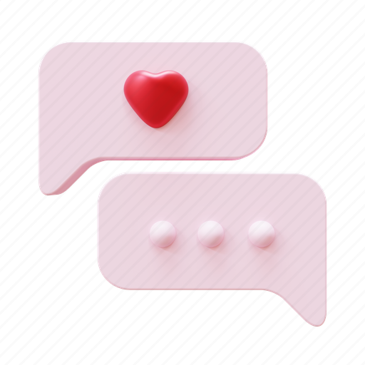 Valentine, chat, message, communication, bubble, romantic, heart 3D illustration - Download on Iconfinder