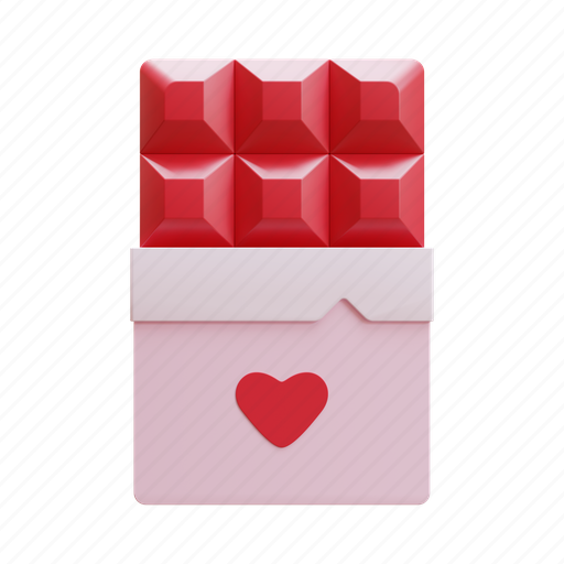 Valentine, chocolate, heart, romance, romantic, sweet, food 3D illustration - Download on Iconfinder