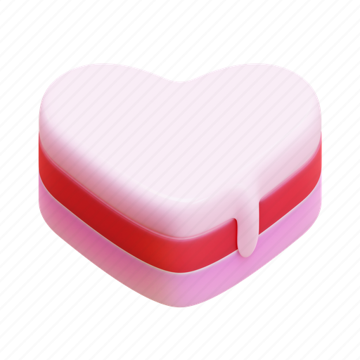 Valentine, heart, cake, romance, sweet, food 3D illustration - Download on Iconfinder