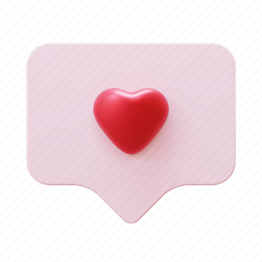 Valentine, love, chat, bubble, romantic, heart, talk 3D illustration - Download on Iconfinder