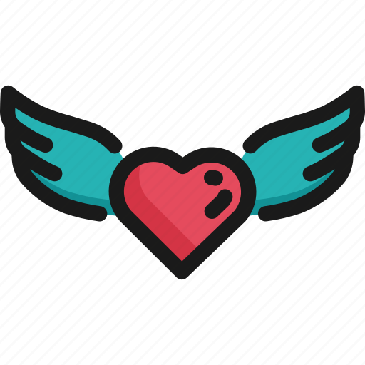 Angel, decoration, heart, love, romantic, valentine, wing icon - Download on Iconfinder