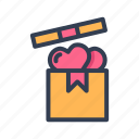 valentine, heart, love, package, box