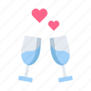 valentine, heart, love, drink, party, wine