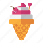 cherry, cone, food, ice cream, valentine 