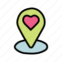 location, love, heart, valentine, map