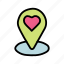 location, love, heart, valentine, map 