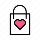 bag, shopping, love, heart, valentine