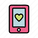 mobile, smartphone, communication, love, heart, valentine