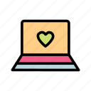 laptop, love, heart, valentine, romance