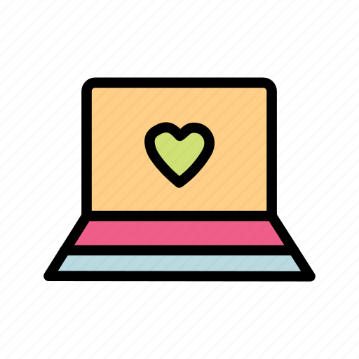 Laptop, love, heart, valentine, romance icon - Download on Iconfinder