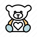 bear, animal, love, heart, valentine