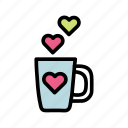 cup, coffee, love, heart, valentine