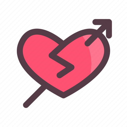 Valentine, broken, heart, arrow icon - Download on Iconfinder