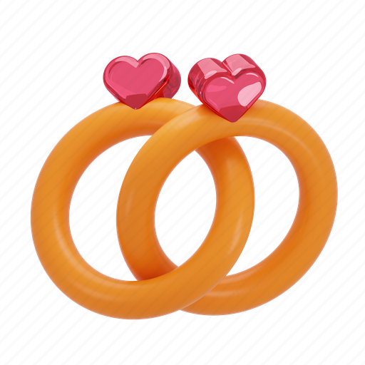Couple, ring, romance, wedding, marriage, love, heart 3D illustration - Download on Iconfinder