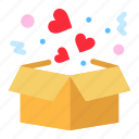 box, delivery, heart, love