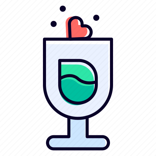 Champagne, glass, drinks, refreshment, heart icon - Download on Iconfinder
